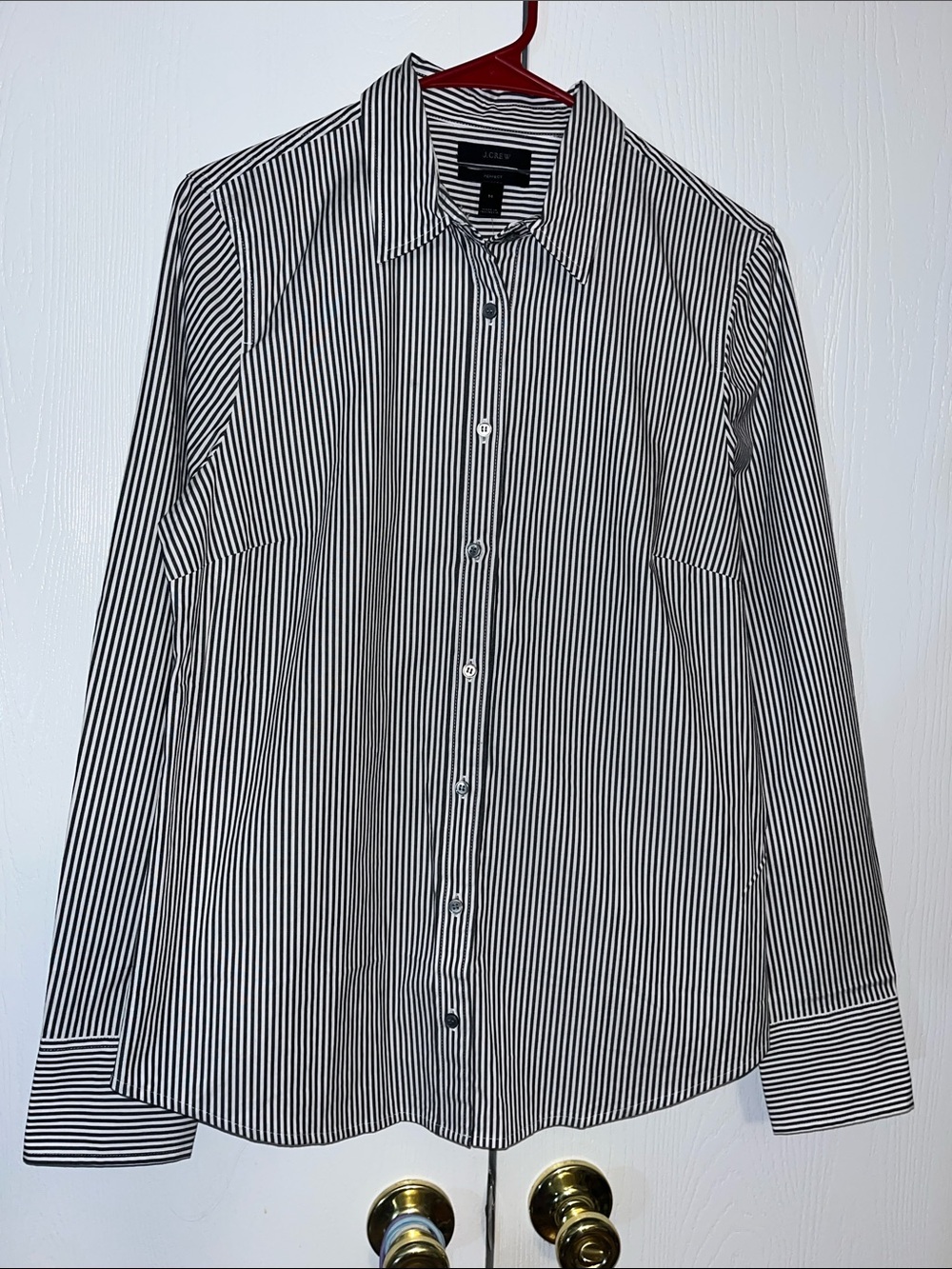 J Crew Gray Striped Button Front Shirt